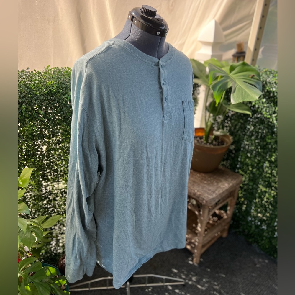 2XL XXL Red Head Brand Co. Long Sleeve Quarter Button Shirt with Pocket in Blue